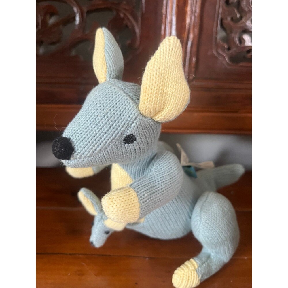 Vintage Rich Frog Kangaroo Rattle a Roo Knit Cotton Stuffed Animal